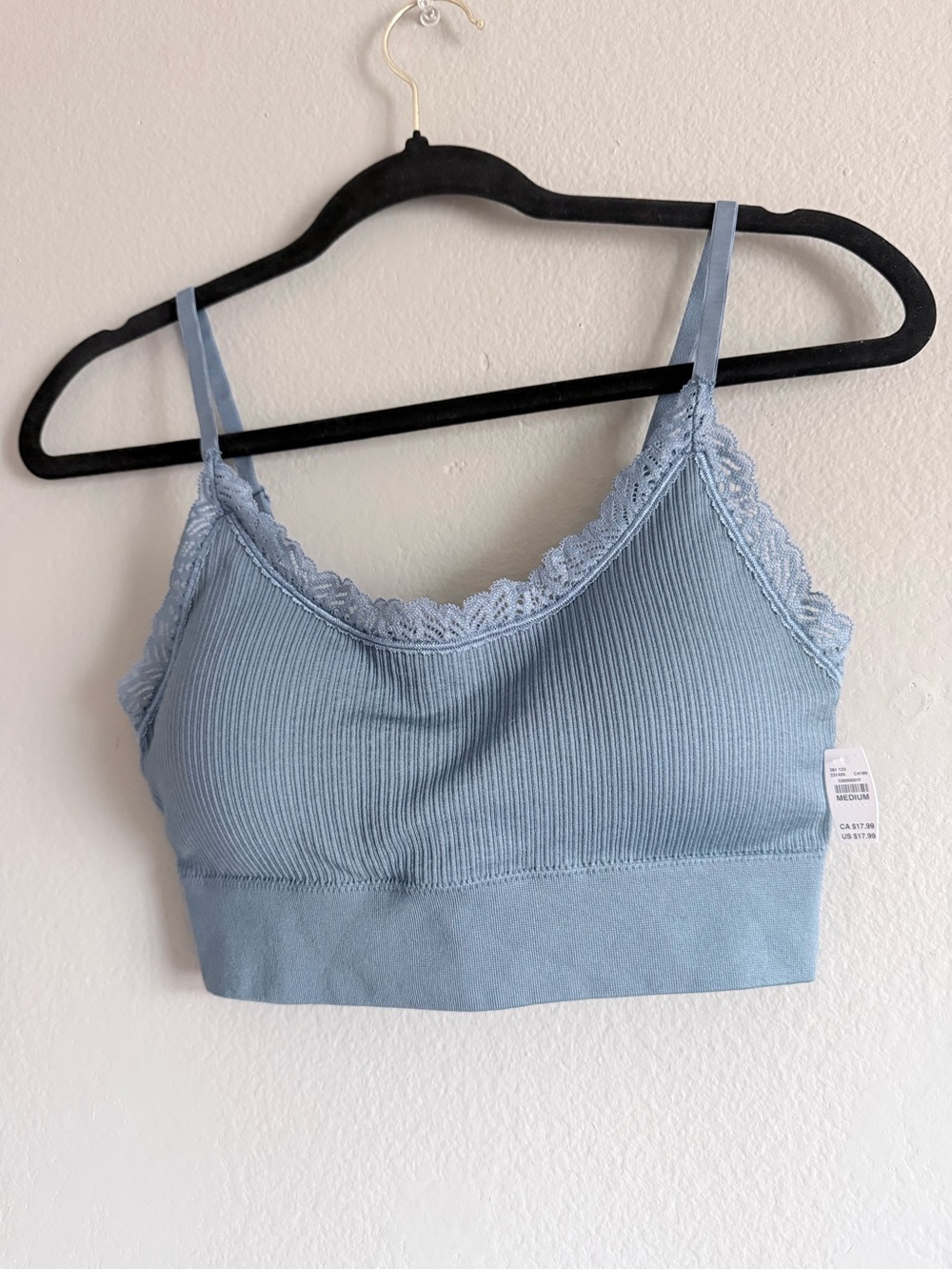 Dusty Blue Ribbed Bralette NWT